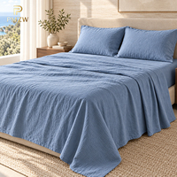 Parure de lit PMZW personnalisée OEM en coton délavé 200TC avec fermeture boutonnée, couleur unie, taille King Queen, housse de couette, vente en gros