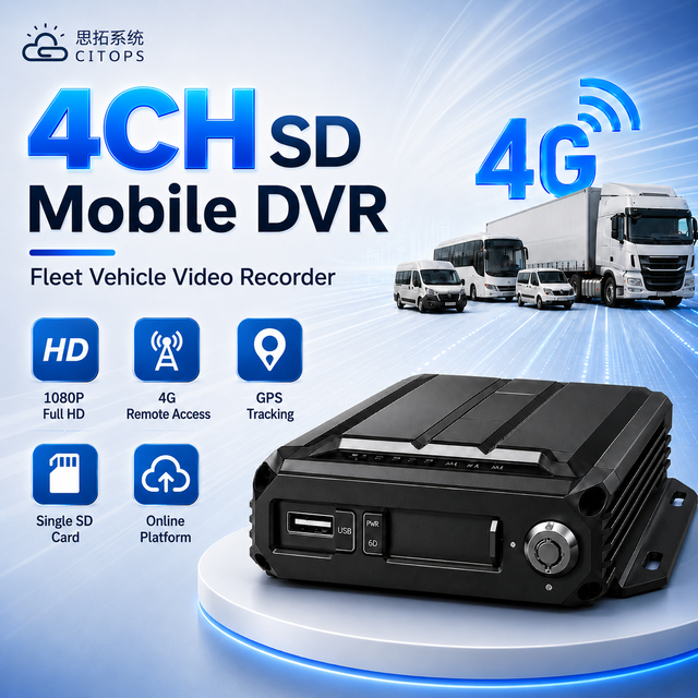 4CH SD Mobile DVR 4G GPS H.265 Reliable Vehicle Video Recorder Fleet Management MDVR Truck Bus Taxi Online Monitoring System OEM