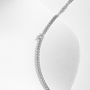 S925 Silver Minimalist Chain <b>Bracelet</b> Heart Cut Charm <b>Bracelet</b> Adjustable Diamond Claw Setting Unisex Everyday Wear - Product Image 4