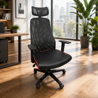 WS5068 Chaise de bureau ergonomique avec appui-tête, dossier en maille et siège confortable, accoudoirs réglables pour la maison/le bureau