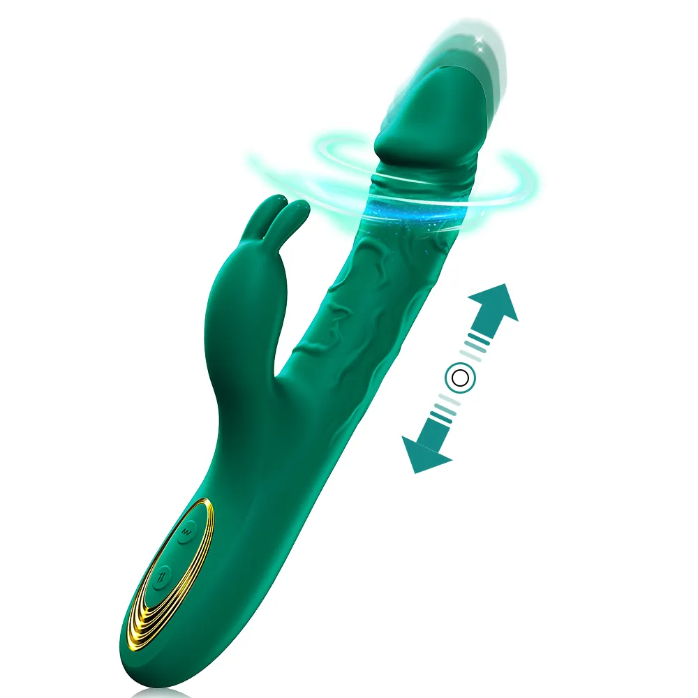 new sex toys 2023 dual motor dildo vibrator10 vibration modes 10 Telescopic Mode rabbit vivrator green