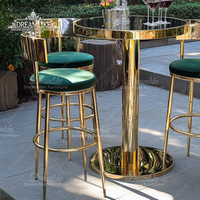 Table de bar ronde de luxe moderne en acier inoxydable de haute qualité avec bras pour les repas d'hôtel ou de mariage
