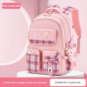 Sac à dos en nylon durable, respirant, imperméable, à grande capacité, avec protection dorsale et nœud papillon, pour filles du primaire et du <span class=keywords><strong>collège</strong></span>, courbé - Product Image 3