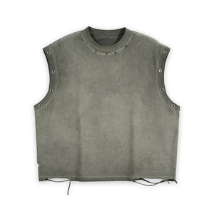 Men's Washed Vintage <strong>Sleeveless</strong> Tank Top Workout Hooded T-Shirt <strong>Custom</strong> Cotton Singlet for Men