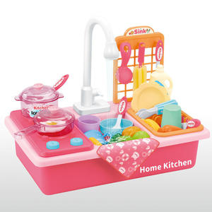 Évier de <span class=keywords><strong>cuisine</strong></span> <span class=keywords><strong>jouet</strong></span> pour jeu <span class=keywords><strong>d</strong></span>'imitation avec système de circulation <span class=keywords><strong>d</strong></span>'eau automatique, robinet rotatif et ensemble lave-vaisselle de simulation pour tout-petits - Product Image 2