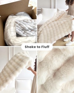 Couverture en fausse fourrure de lapin 100% polyester de luxe, confortable, chaude, épaisse, en flanelle, en polaire, en fourrure de vison tricotée pour l'<span class=keywords><strong>hiver</strong></span>, taille King - Product Image 4