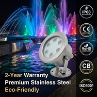 Lampes LED subaquatiques pour fontaines, extérieures, étanches IP68, en acier inoxydable, RGB multicolores, 12V, blanc chaud