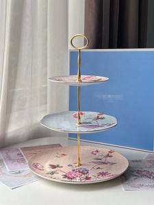 Présentoir à desserts en céramique style européen, luxe léger, multi-niveaux, pour la maison, le salon et les fêtes - Product Image 2