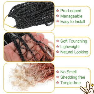 Tổng hợp Bohemian Crochet bím tóc với xoăn kết thúc Nữ Thần phần mở rộng tóc Ombre 10 inch Boho Nữ Thần hộp Bím Tóc Crochet tóc - Product Image 2