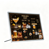 Boîte à lumière LED ultra-mince en verre à encastrer, verticale, pour comptoir de bar, affichage lumineux pour affiches, publicité commerciale en magasin