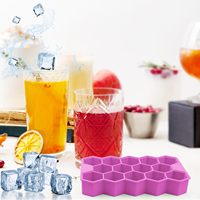 Machine à glaçons Moule à glace en silicone Conception en nid d'abeille Plateau à glaçons hexagonal Moule en silicone Magnum Formes Moule de qualité alimentaire avec couvercle