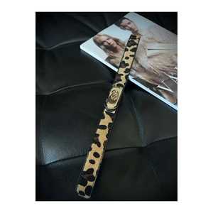 Ceinture élastique fine pour femme à imprimé léopard avec boucle à verrouillage automatique, ceinture en tissu polyester pour robe et pantalon - Product Image 3