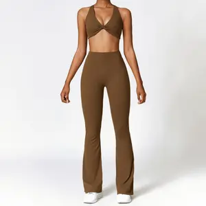 Soutien-gorge et pantalon respirants pour femmes OEM Outdoor Fitness taille haute hip lift vêtements de yoga