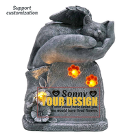 Personnalisé 3D Résine Chat Mémorial Statue Main Ange Aile Conception Solaire Lumières Personnalisé Souvenir Artistry Jardin Décoratif