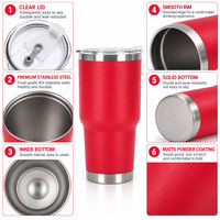 Gobelet isotherme en acier inoxydable à double paroi de 30 oz, grande capacité, personnalisé, avec couvercle, pour les voyages en extérieur (vente en gros)