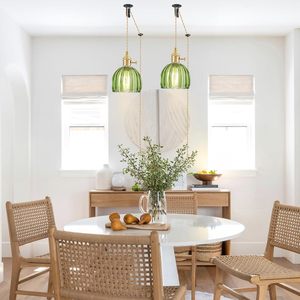 SIMIG Vintage verde tulipán Mini lámparas colgantes <span class=keywords><strong>de</strong></span> vidrio hechas a mano <span class=keywords><strong>para</strong></span> cocina comedor sala <span class=keywords><strong>de</strong></span> estar <span class=keywords><strong>para</strong></span> Isla - Product Image 4