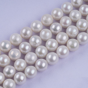 Chaîne de perles d'Edison blanches Zhuji 11-13 mm, promotion limitée sur les perles d'eau douce naturelles roses, produit semi-fini en gros - Product Image 1
