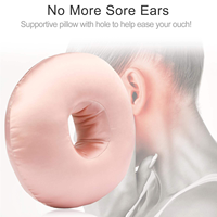 Oreiller de voyage rond personnalisé en forme de donut, doux, pour dormeurs latéraux, soulageant la douleur aux oreilles et les plaies de pression, pour la tête et le cou, idéal pour la voiture et le lit, avec protection anti-perforation