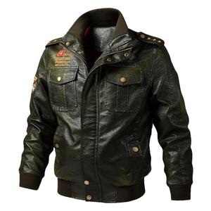 Chaqueta De cuero marrón para hombre, <span class=keywords><strong>ropa</strong></span> De talla grande, Cazadora Bomber - Product Image 2