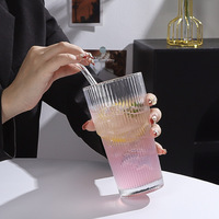 Verre à café américain à rayures verticales, verre à glace, verre à latte, verre à jus, verre à vin, verre à eau, pour la maison