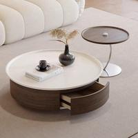 Ensemble de tables basses design Drum Beige avec rangement pour hôtel et salon