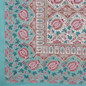 100% Cotton Natural Dye Handmade Floral Print Block-Printed <b>Table</b> <b>Covers</b> Hand Printed Tablecloth for Home and Dinning <b>Table</b> - Product Image 1