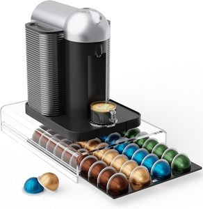 Tiroir de rangement pour dosettes <span class=keywords><strong>Nespresso</strong></span> <span class=keywords><strong>Vertuo</strong></span>, support pour comptoir, organisateur de capsules de café en acrylique - Product Image 1