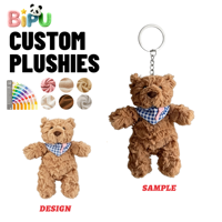 Porte-clés en peluche ours brun personnalisé de haute qualité, fabricant OEM avec logo brodé et rembourrage en coton PP