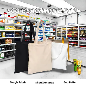 <b>Large</b> Organic Calico Cotton Canvas Grocery Shopping Tote Bag for Women Custom Logo <b>Printed</b> Recycled Fabric Long Plain Gift Beach - Product Image 2