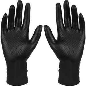 Gants extra épais à motif diamant, texture intégrale, élastiques, respirants, noirs, antidérapants et résistants à l'huile - Product Image 3
