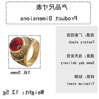 Bague Yunnique pour homme en acier inoxydable doré avec strass rouge, sertissage géométrique, motif lettre, style militaire vintage