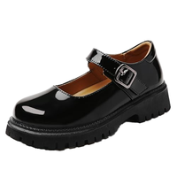 Chaussures plates Mary Jane XMM pour femmes, noires, à bout fermé, en cuir verni épais, antidérapantes, avec fermeture à boucle, pour le bureau, décontractées, pour le travail, taille 10