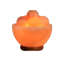 Lampe en cristal de sel de l'Himalaya pur, base en bois sculptée, bol à feu, blocs de sel à texture fine, excellent prix, artisanat naturel, Tahir Gems