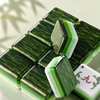 Magnifique kit complet de Mahjong américain, 160 tuiles, en acrylique 4 couches avec motif bambou vert au dos et face de tuile à motif floral artistique