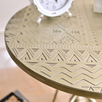 Table basse INNOVA Home Living Room, style industriel, ronde, en métal sculpté, décorative, durable, antique, facile à assembler.