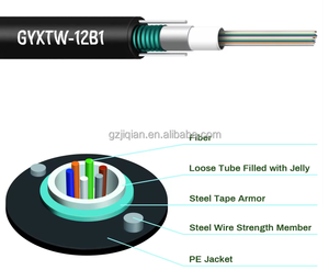装甲光ファイバケーブル GYXTW 2/4/6/8/12/24芯 シングルモード通信ケーブル スチールワイヤー補強付き - Product Image 3