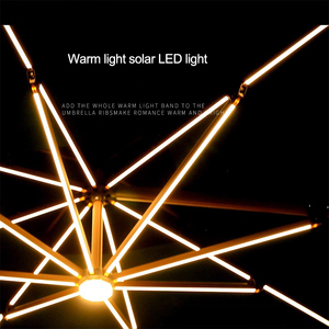 Paraguas de <span class=keywords><strong>patio</strong></span> en voladizo con luz LED resistente al viento y resistente a la lluvia de aluminio cuadrado azul de 10x12 pies para comer al aire libre - Product Image 4