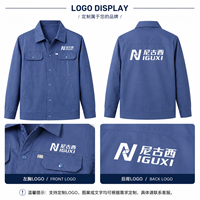 Veste de travail unisexe personnalisable bleue à revers, fermeture boutonnée, multi-poches, pour technicien industriel, usine, en polyester respirant