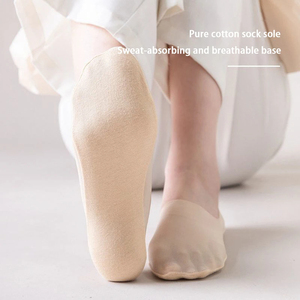 Calcetines antideslizantes de silicona invisibles de verano, calcetín transpirable ultrafino, calcetines de barco de corte bajo de seda de hielo de Color sólido - Product Image 6