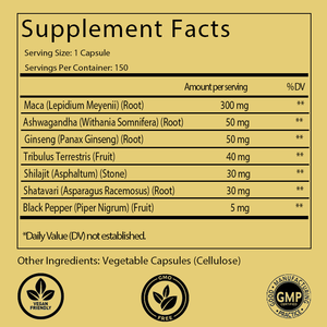Ashwagandha、Shatavari & Black Pepper、自然エネルギー、パフォーマンス、ハート、免疫、気分をサポートした7 in 1Macaルートカプセル - Product Image 2