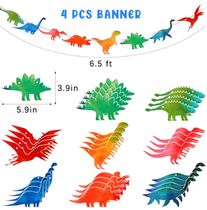 Banderoles et drapeaux en papier sur le thème des dinosaures, guirlandes, ornements pour bébé garçon ou fille, 1er, 2e, 3e, 4e <span class=keywords><strong>anniversaire</strong></span>, fournitures pour fête de jeu - Product Image 6