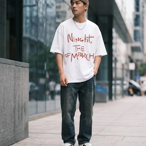 Heavyweight Cotton Vintage Graphic T <b>Shirt</b> Men Streetwear Custom Logo Oversized Boxy Fit <b>White</b> <b>Plain</b> <b>Plain</b> Printed Tee <b>Shirts</b> - Product Image 2