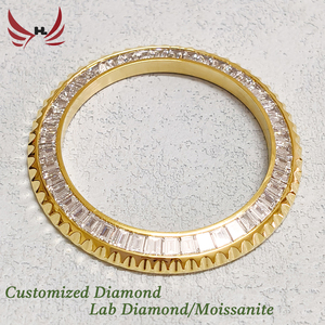 Blingbling Gold - Piezas de Repuesto para Bisel de Reloj con Incrustaciones de Diamantes de Laboratorio, Hechas a Mano con Materiales Reciclados, Ligeras, de Acero Inoxidable, de 40 mm - Product Image 1