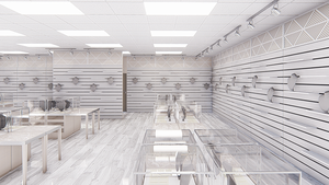 Tùy chỉnh màu Trắng cửa hàng đồ trang sức hiển thị Salon Phong Cách truy cập hàng đầu với ánh sáng LED mẫu thời trang thiết kế - Product Image 6