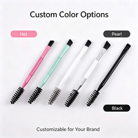 Pinceau à sourcils professionnel double embout en poils synthétiques, brosse à sourcils angulaire, peigne à cils, pour visage et yeux, logo personnalisé, fabricant OEM ODM
