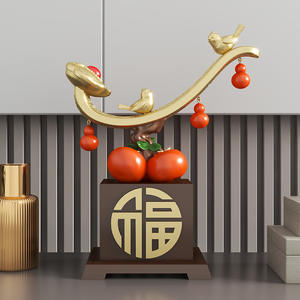 Modernos Adornos Decorativos de Resina Pintados a Mano Estilo Chino, Económicos y Nuevos de Fábrica, con Forma de Caqui, para Sala de Estar, Vinoteca u Oficina - Product Image 4