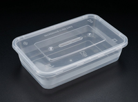 Boîte alimentaire rectangulaire transparente en PP de 650 ml, jetable, de qualité alimentaire, pour conserver la fraîcheur des pizzas et sandwichs, avec logo personnalisé
