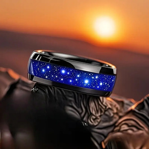 Anello in Acciaio Inossidabile 8MM da Uomo, Anello con Stelle per Anniversario del <span class=keywords><strong>Marito</strong></span>, Regalo di <span class=keywords><strong>San</strong></span> <span class=keywords><strong>Valentino</strong></span> per il Fidanzato - Product Image 6