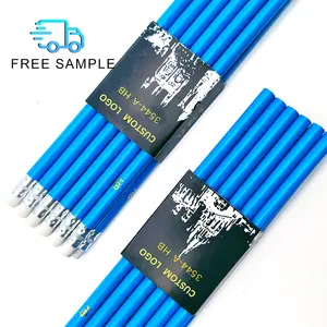 Lápis fabricante OEM Lápis Round Shape Oil Painting Blue HB Pencil Christmas gift