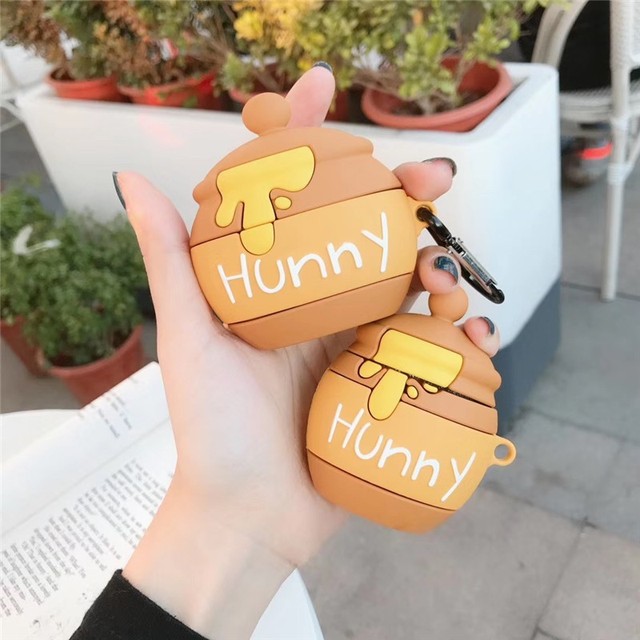 Cute Silicone 3D Funny Cartoon Honey Pot Cover Shockproof Case for Airpods 1/2/Pro